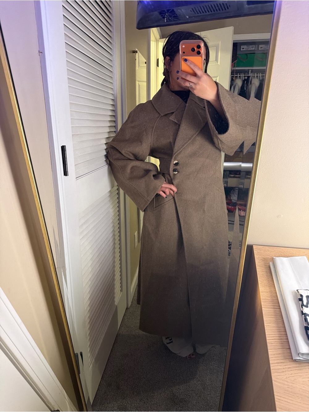 Long Brown Men's Wool Coat - Stylish Classic Overcoat